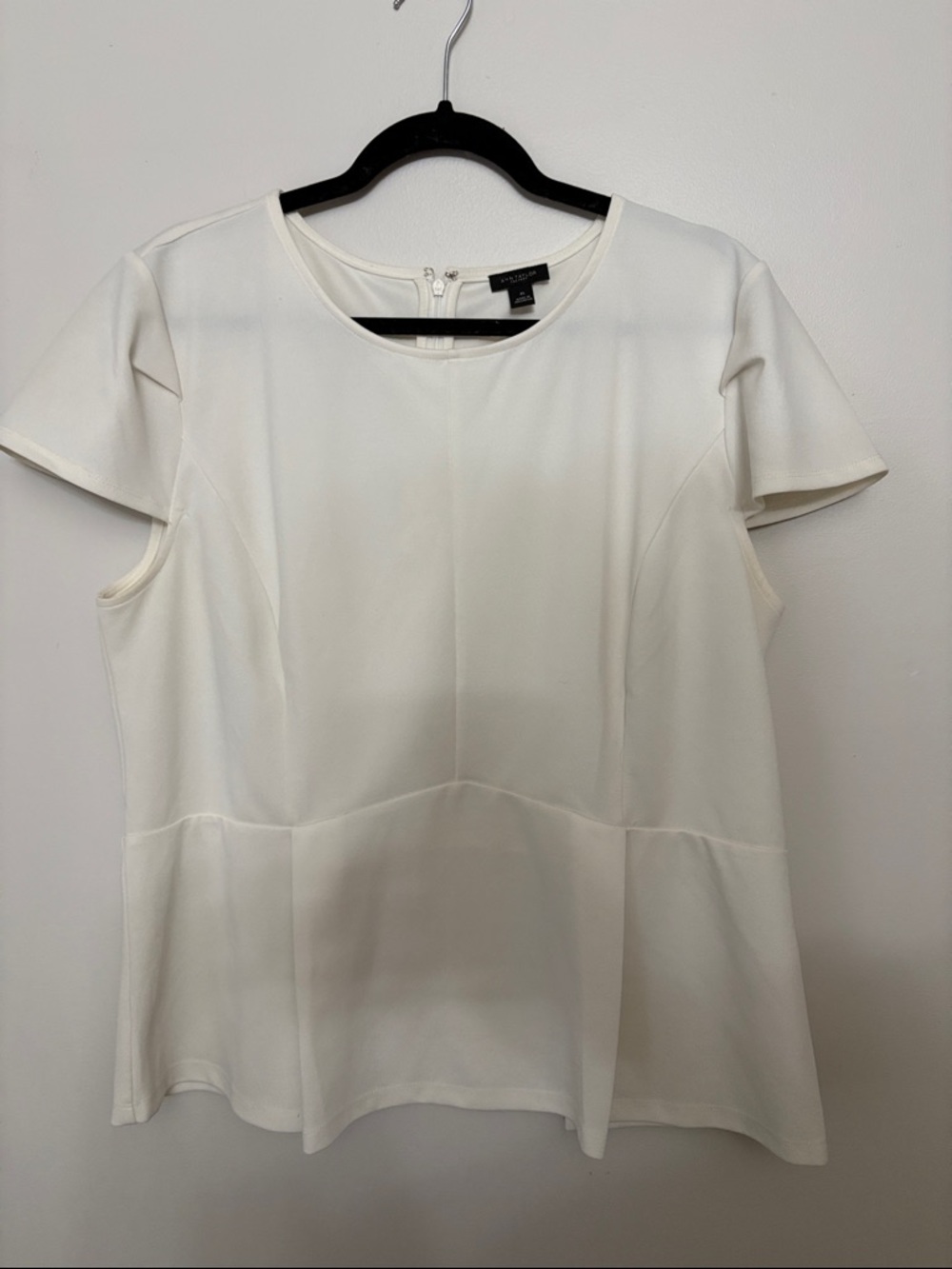 Ann Taylor Factory White Peplum Short Sleeve Blouse